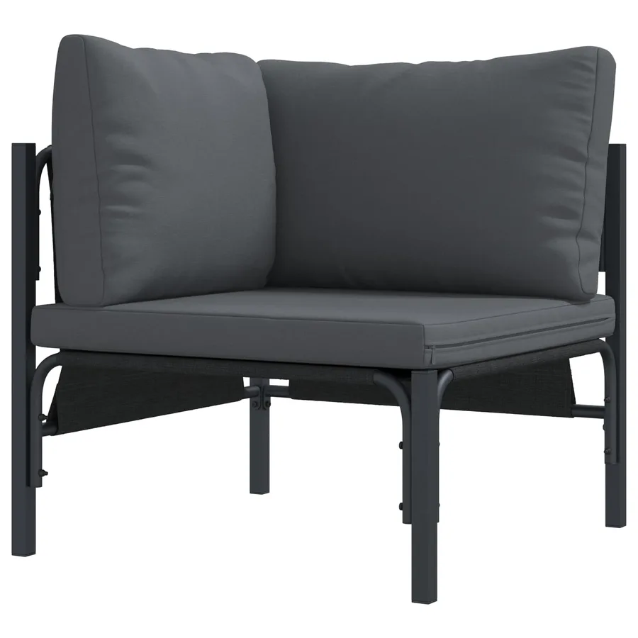 Ensemble de canapé de jardin avec coussin 14 pcs Noir Acier - 7