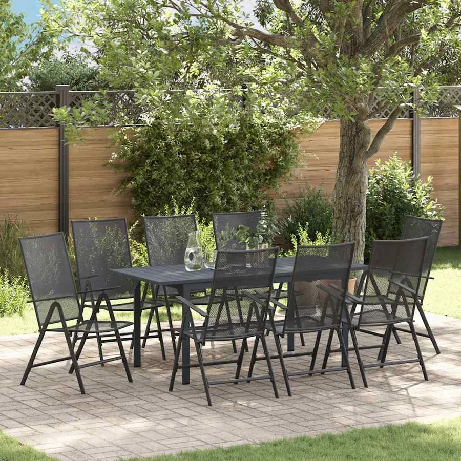 Ensemble de salle à manger pour jardin 9 pcs Anthracite