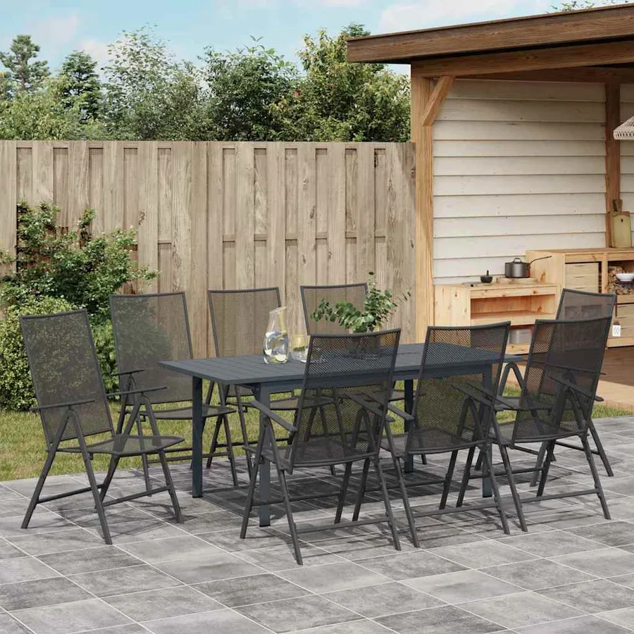 Ensemble de salle à manger pour jardin 9 pcs Anthracite - 4