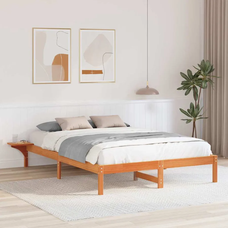 Cadre de lit Brun cire 150 x 200 cm Pin massif
