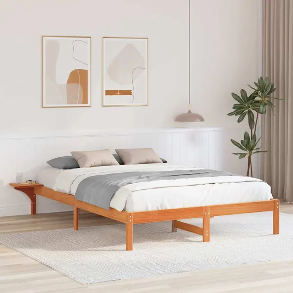 Cadre de lit Brun cire 150 x 200 cm Pin massif