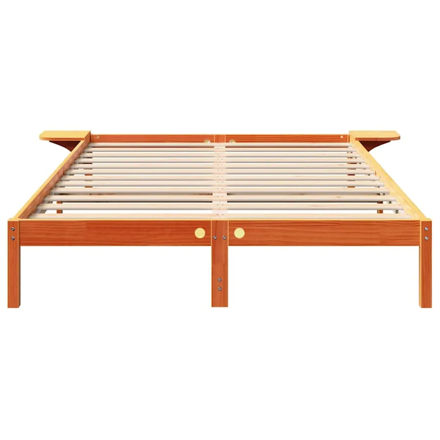 Cadre de lit Brun cire 150 x 200 cm Pin massif - 5