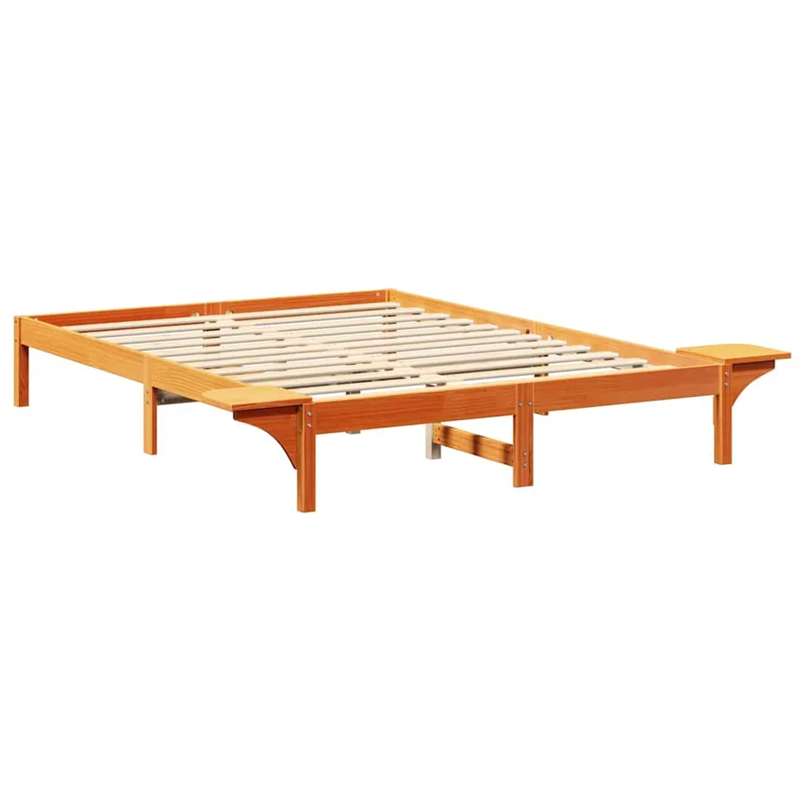 Cadre de lit Brun cire 150 x 200 cm Pin massif - 7