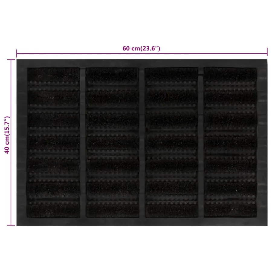 Paillasson rectangulaire 40x60 cm caoutchouc et fibre de coco - 6