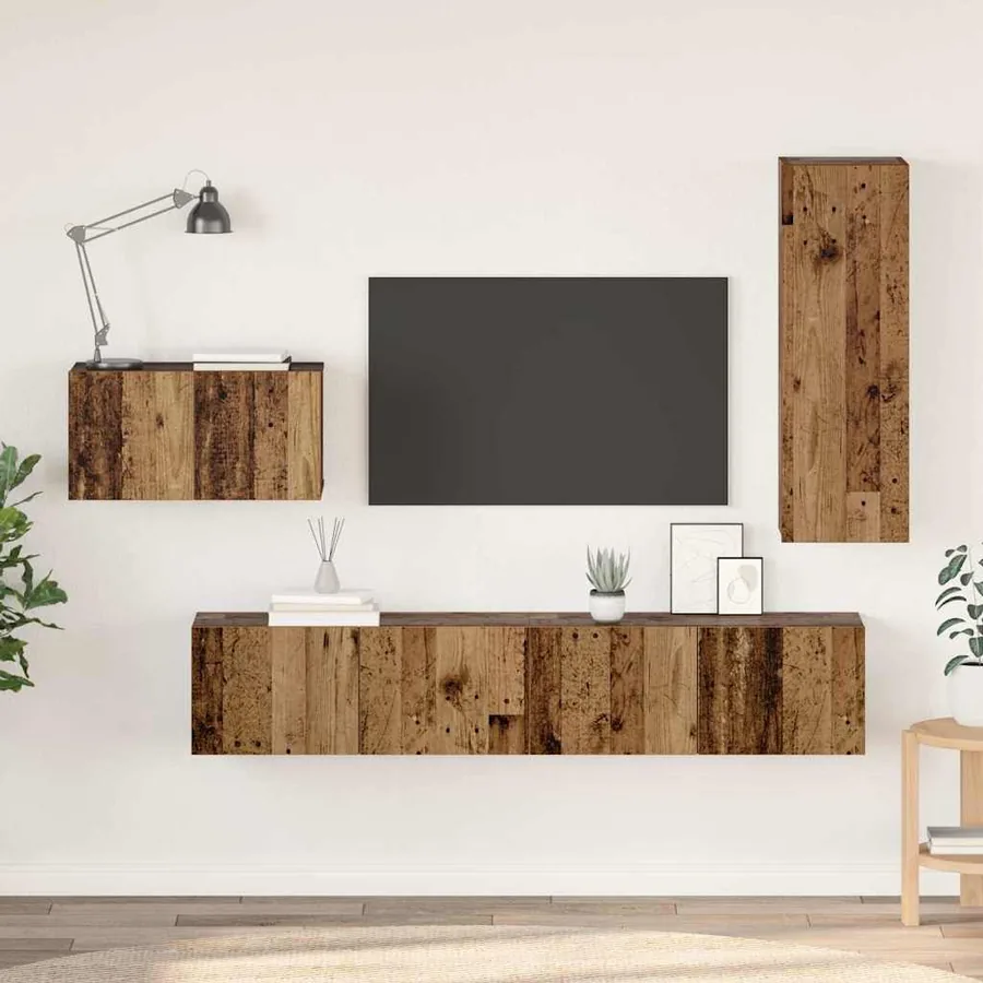 Ensemble meuble TV 4 pcs Bois Ancien Bois d'ingénierie