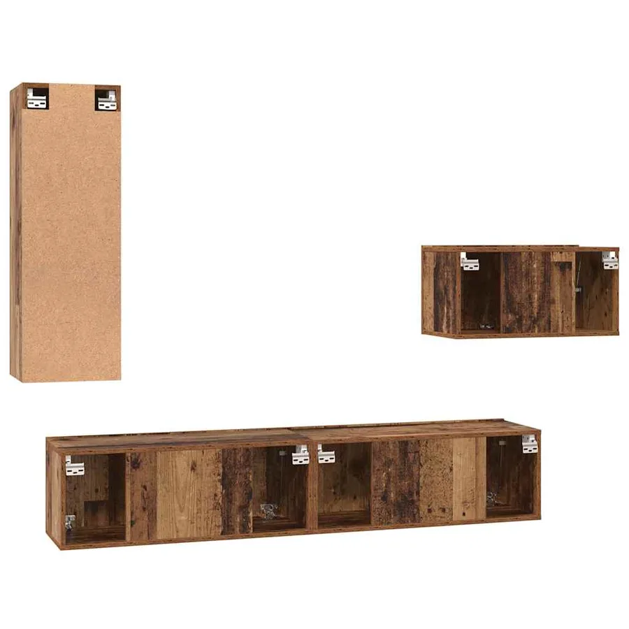 Ensemble meuble TV 4 pcs Bois Ancien Bois d'ingénierie - 8