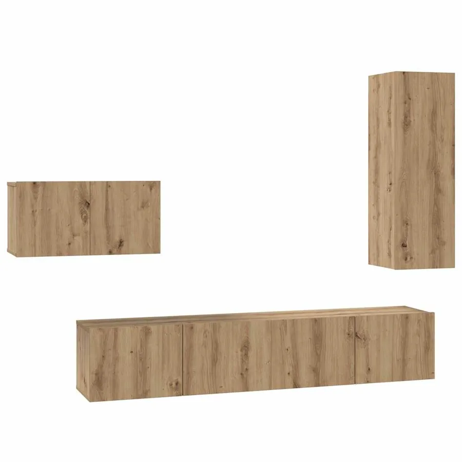 Ensemble meuble TV 4 pcs Chêne artisanal Bois d'ingénierie - 2