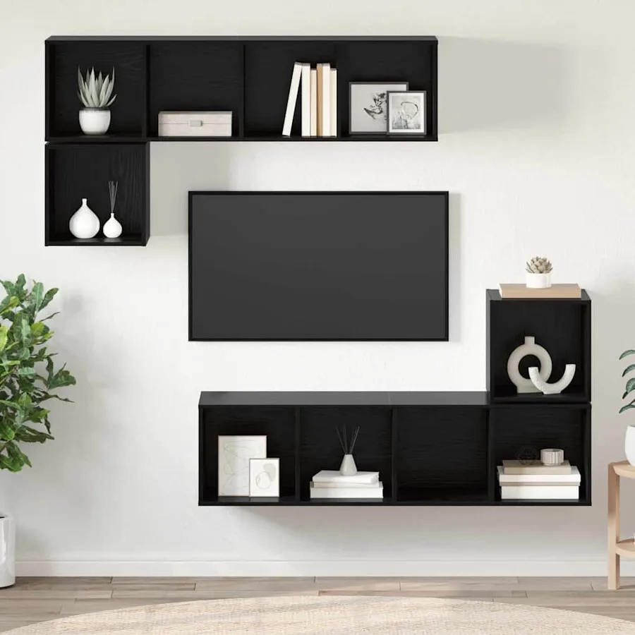 Ensemble meuble TV 4 pcs Chêne noir Bois d'ingénierie - 4