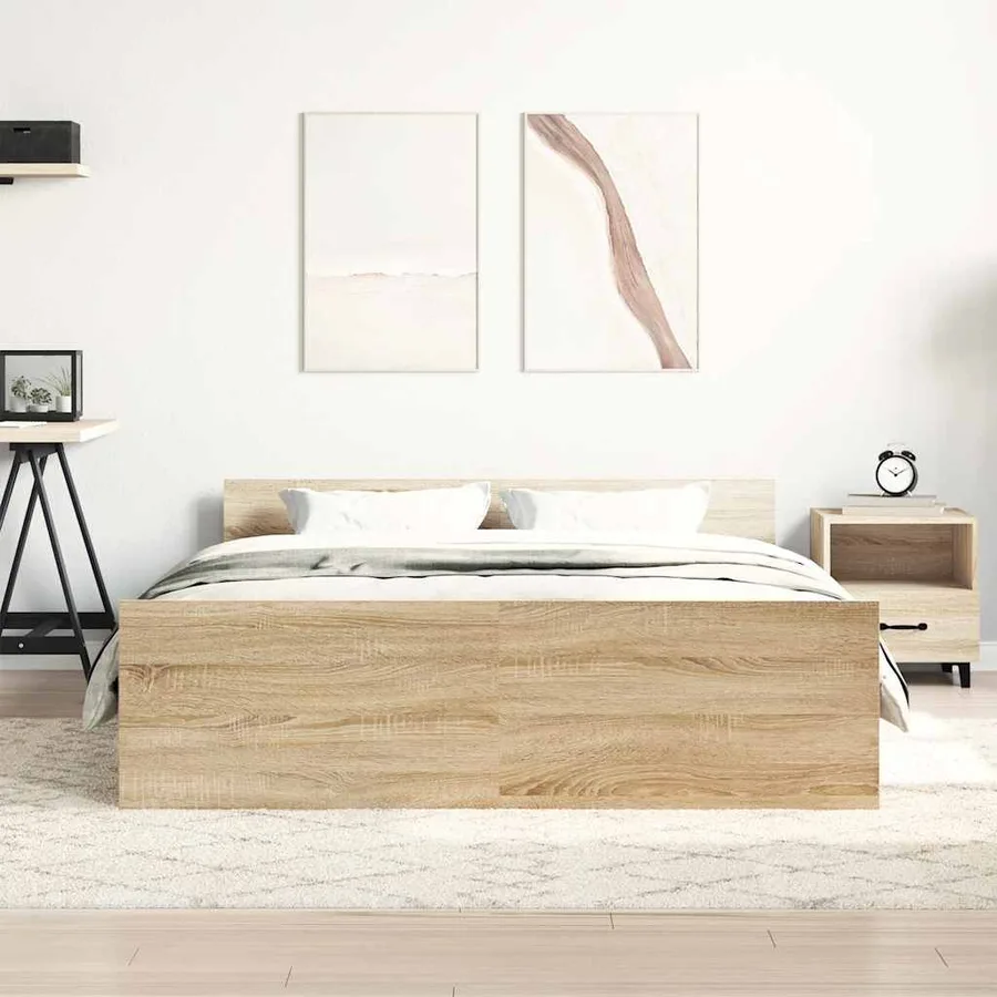 Cadre de lit sans matelas chêne sonoma 140x190 cm - 3
