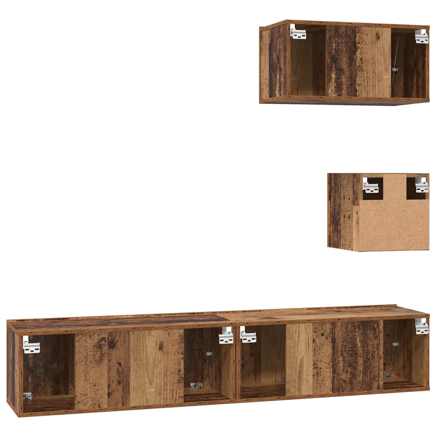 Ensemble meuble TV 3 pcs Bois Ancien Bois d'ingénierie - 8