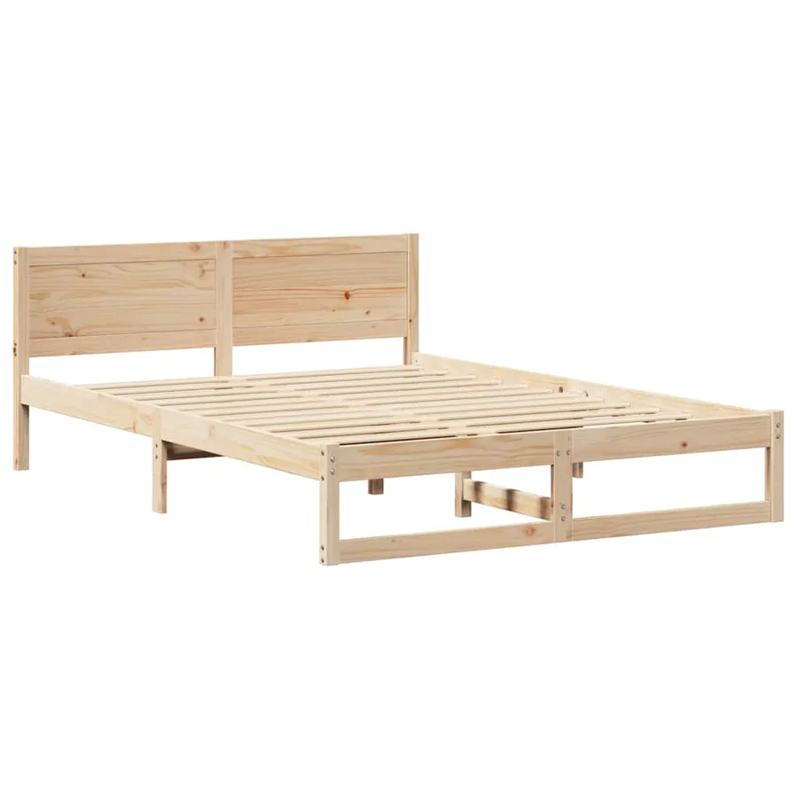 Cadre de lit avec tête de lit Naturel 150 x 200 cm Pin massif - 4