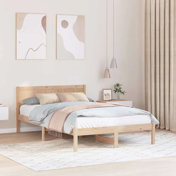 Cadre de lit Marron 140 x 190 cm Bois de pin massif