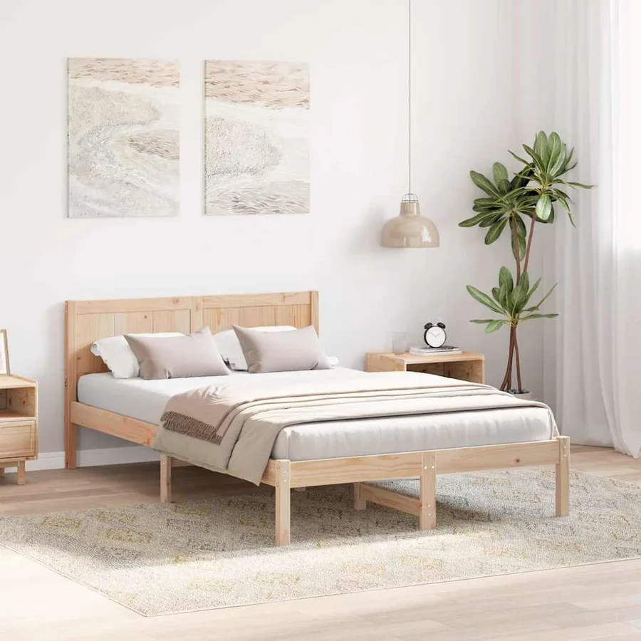Cadre de lit Marron 140 x 190 cm Bois de pin massif - 3