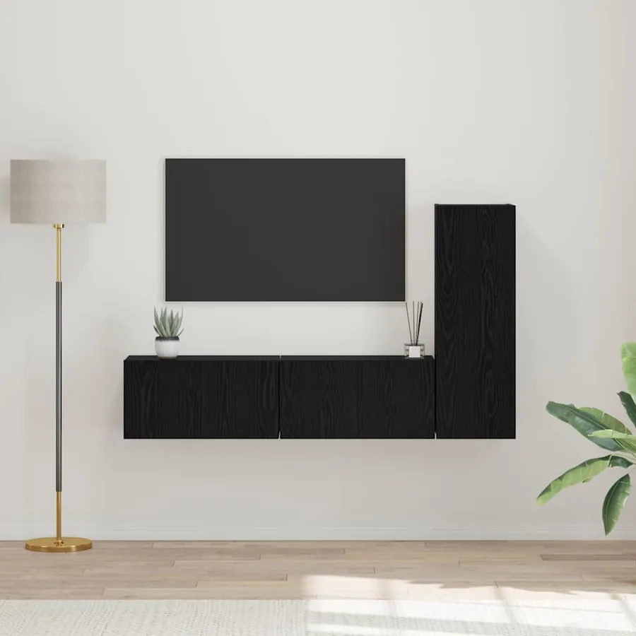 Ensemble meuble TV 3 pcs Chêne noir Bois d'ingénierie