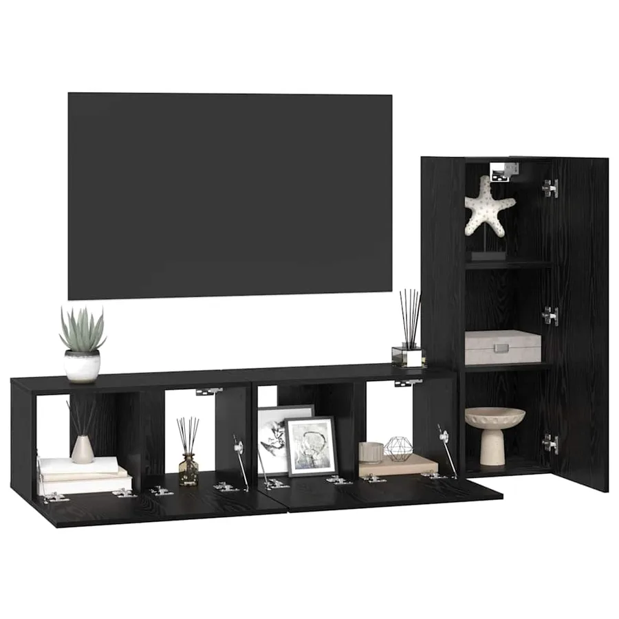 Ensemble meuble TV 3 pcs Chêne noir Bois d'ingénierie - 3