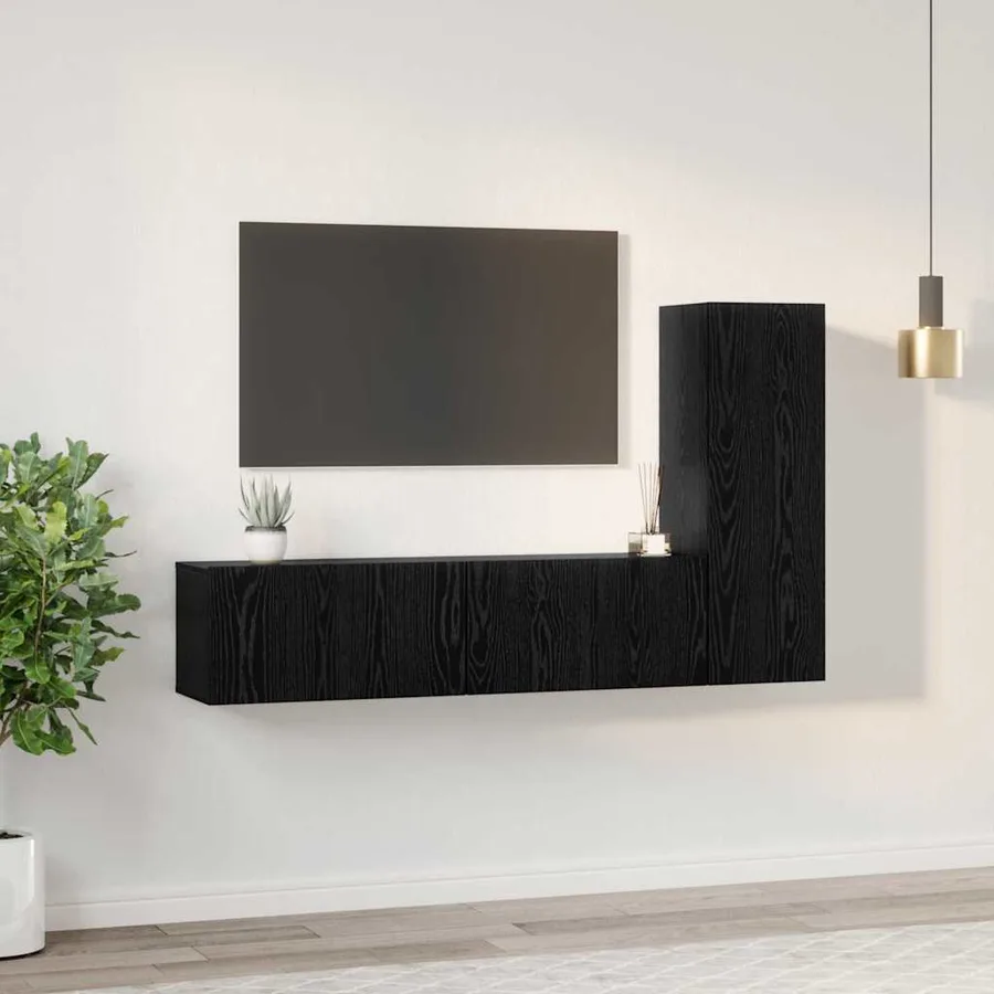 Ensemble meuble TV 3 pcs Chêne noir Bois d'ingénierie - 4