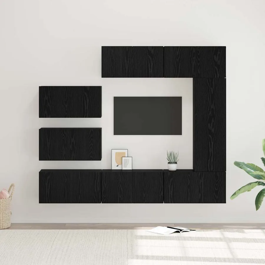 Ensemble meuble TV 8 pcs Chêne noir Bois d'ingénierie