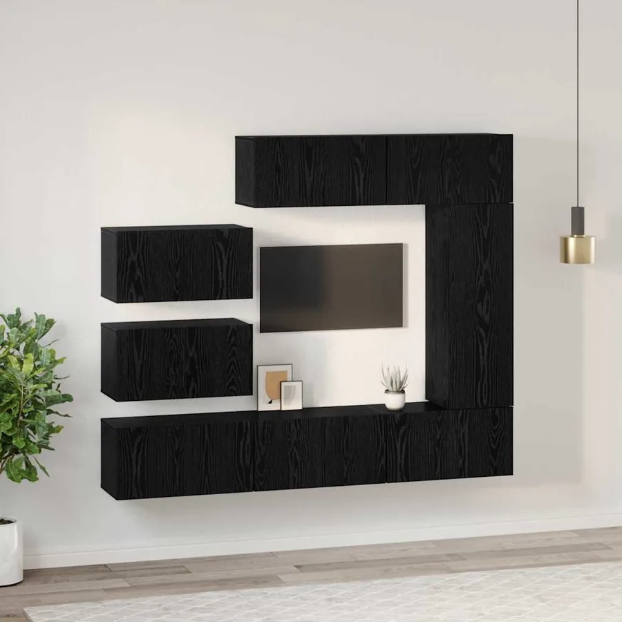 Ensemble meuble TV 8 pcs Chêne noir Bois d'ingénierie - 4