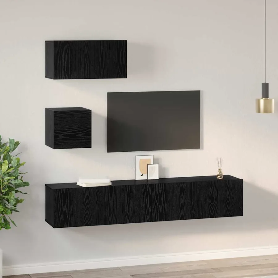 Ensemble meuble TV 4 pcs Chêne noir Bois d'ingénierie - 4