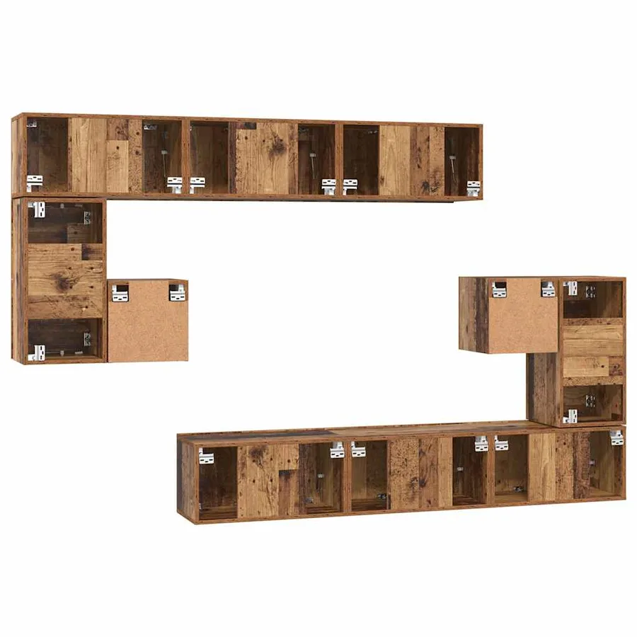 Ensemble meuble TV 10 pcs Bois Ancien Bois d'ingénierie - 9