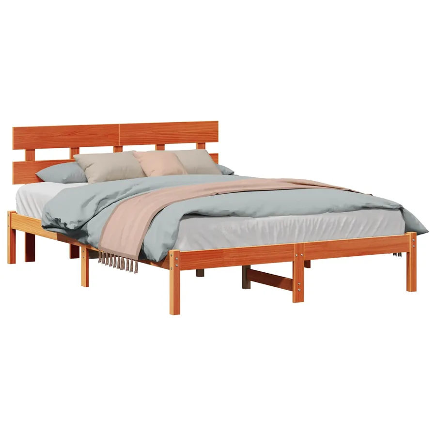 Cadre de lit Marron 140 x 200 cm Bois de pin massif