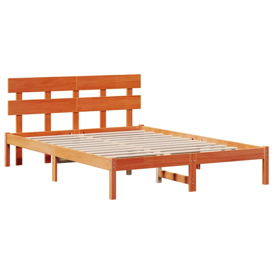 Cadre de lit Marron 140 x 200 cm Bois de pin massif - 2