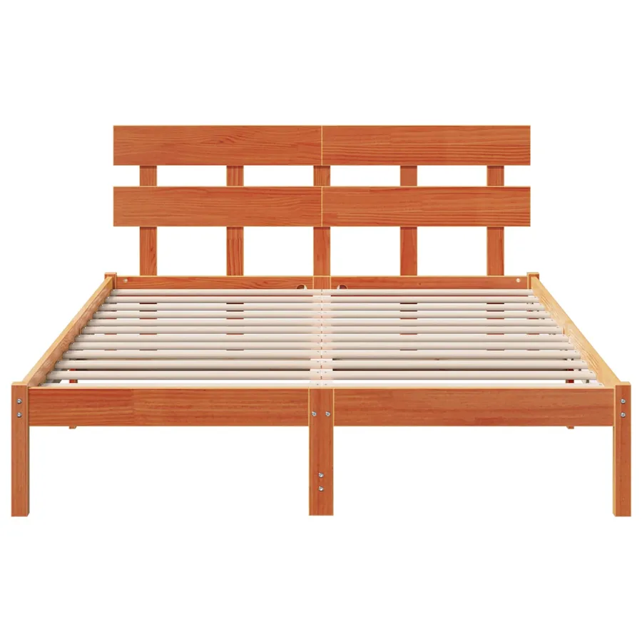 Cadre de lit Marron 140 x 200 cm Bois de pin massif - 4