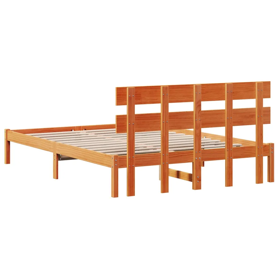 Cadre de lit Marron 140 x 200 cm Bois de pin massif - 7