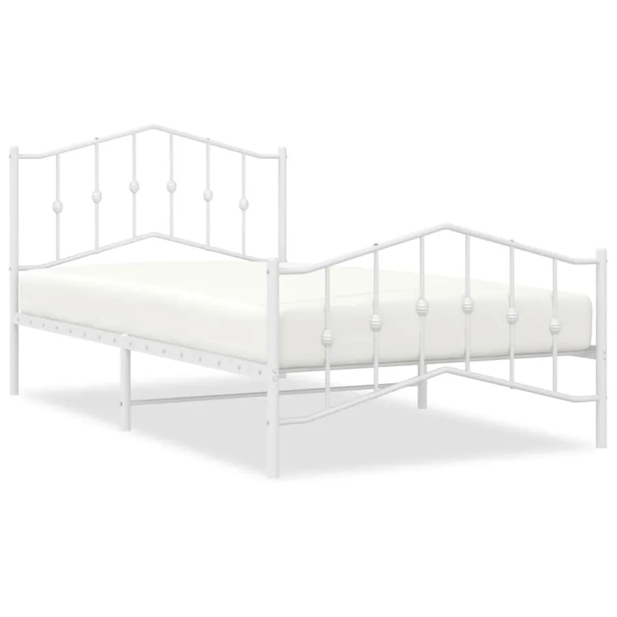 Cadre de lit métal sans matelas et pied de lit blanc 100x200 cm - 2