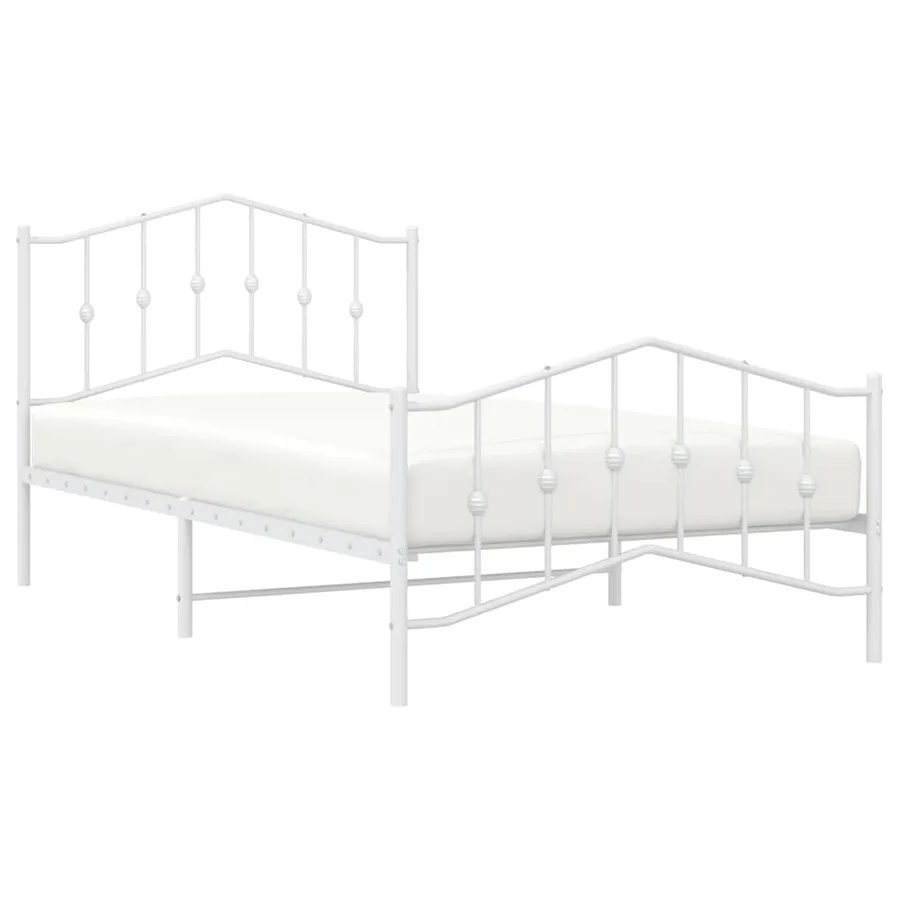 Cadre de lit métal sans matelas et pied de lit blanc 100x200 cm - 4