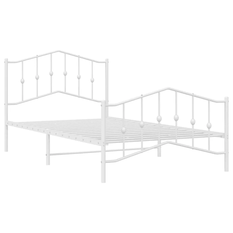 Cadre de lit métal sans matelas et pied de lit blanc 100x200 cm - 5