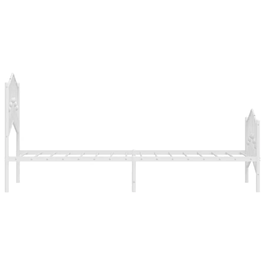 Cadre de lit métal sans matelas et pied de lit blanc 100x200 cm - 7