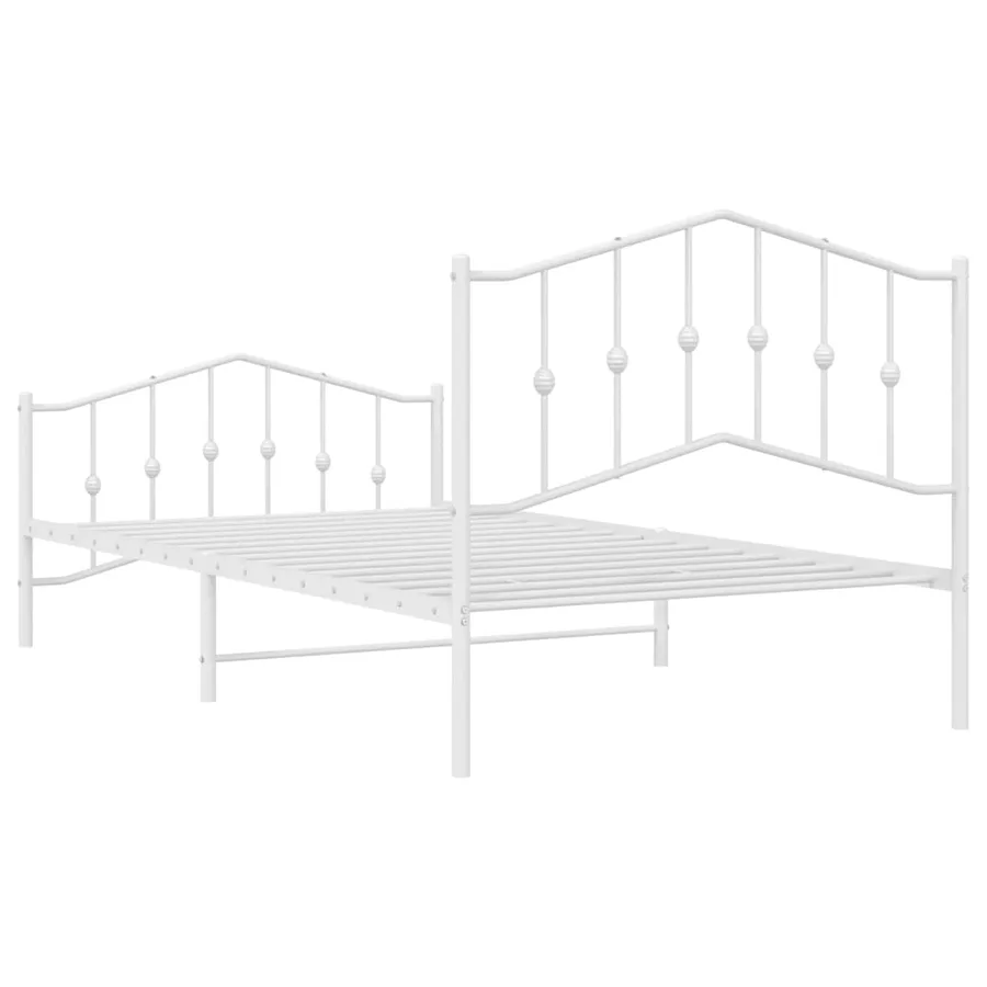 Cadre de lit métal sans matelas et pied de lit blanc 100x200 cm - 8