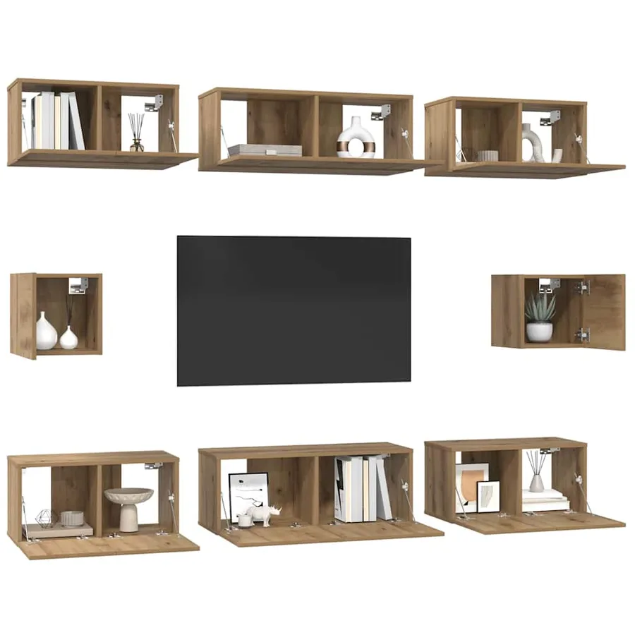 Ensemble meuble TV 8 pcs Chêne artisanal Bois d'ingénierie - 3