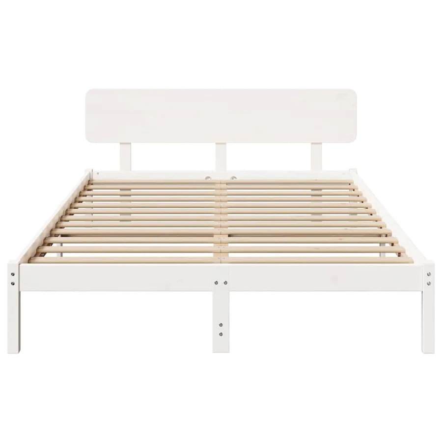 Cadre de lit avec tête de lit Blanc 200 x 200 cm Pin massif - 5