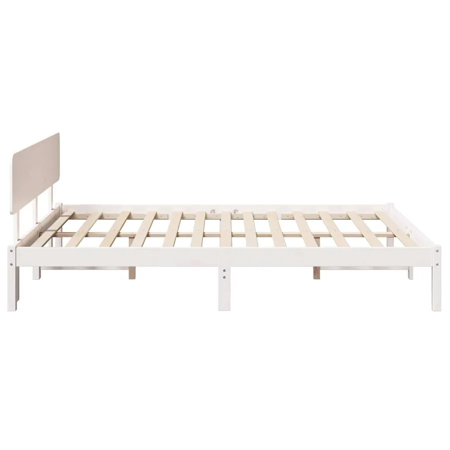 Cadre de lit avec tête de lit Blanc 200 x 200 cm Pin massif - 6