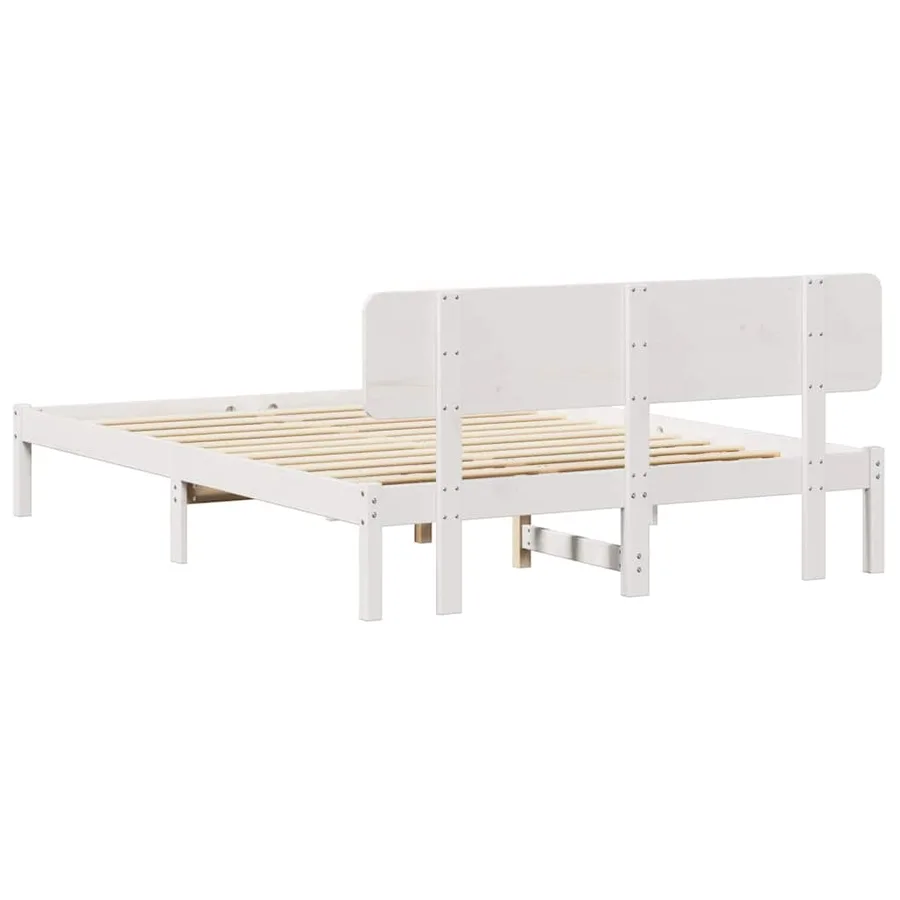 Cadre de lit avec tête de lit Blanc 200 x 200 cm Pin massif - 7