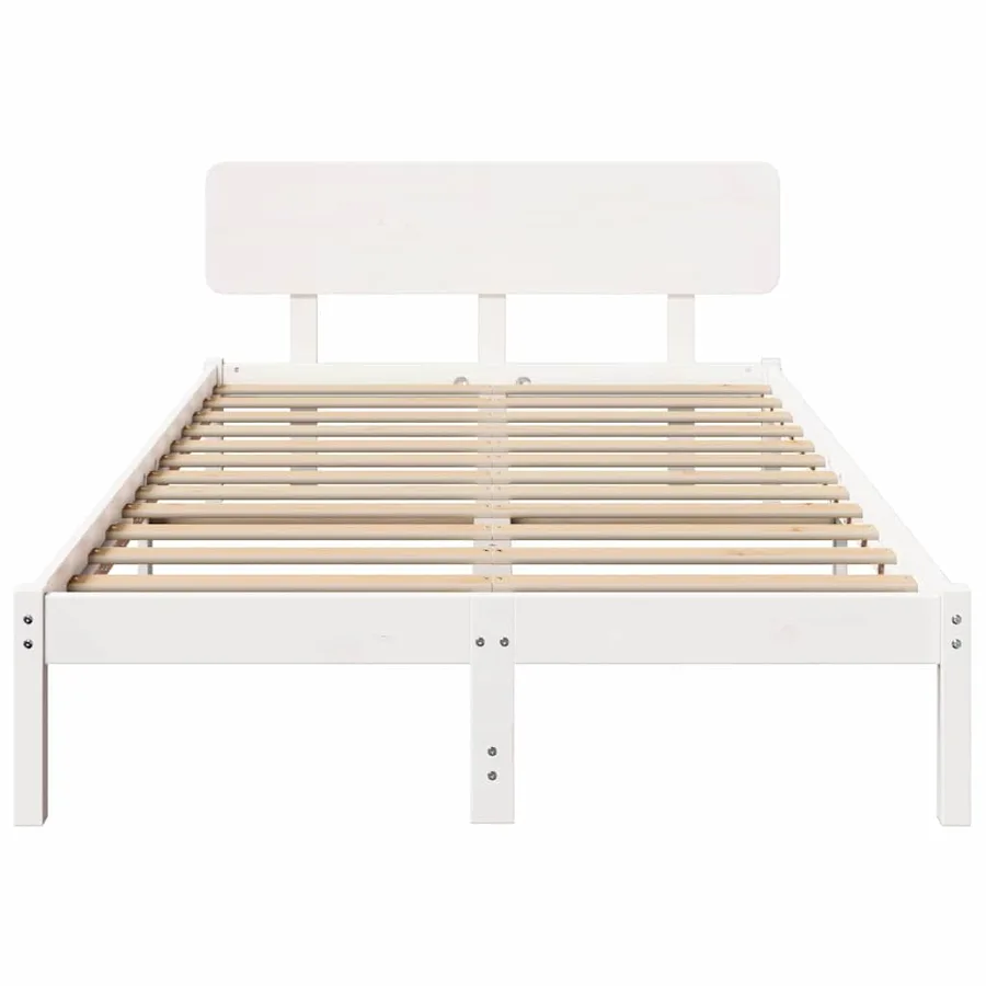 Cadre de lit avec tête de lit Blanc 135 x 190 cm Pin massif - 5