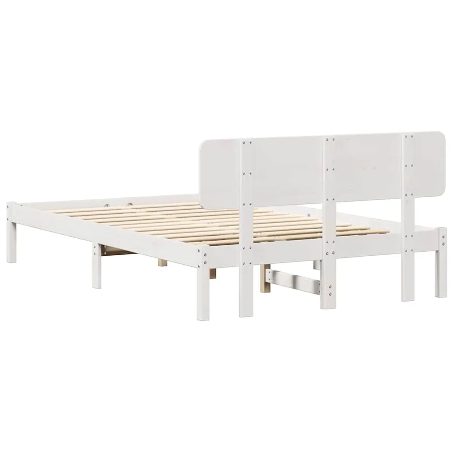 Cadre de lit avec tête de lit Blanc 135 x 190 cm Pin massif - 7