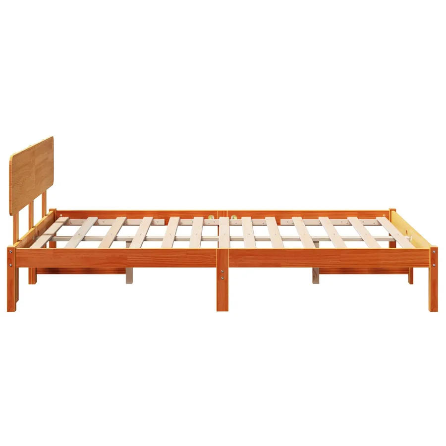 Cadre de lit avec tête de lit Brun cire 120 x 200 cm Pin massif - 5