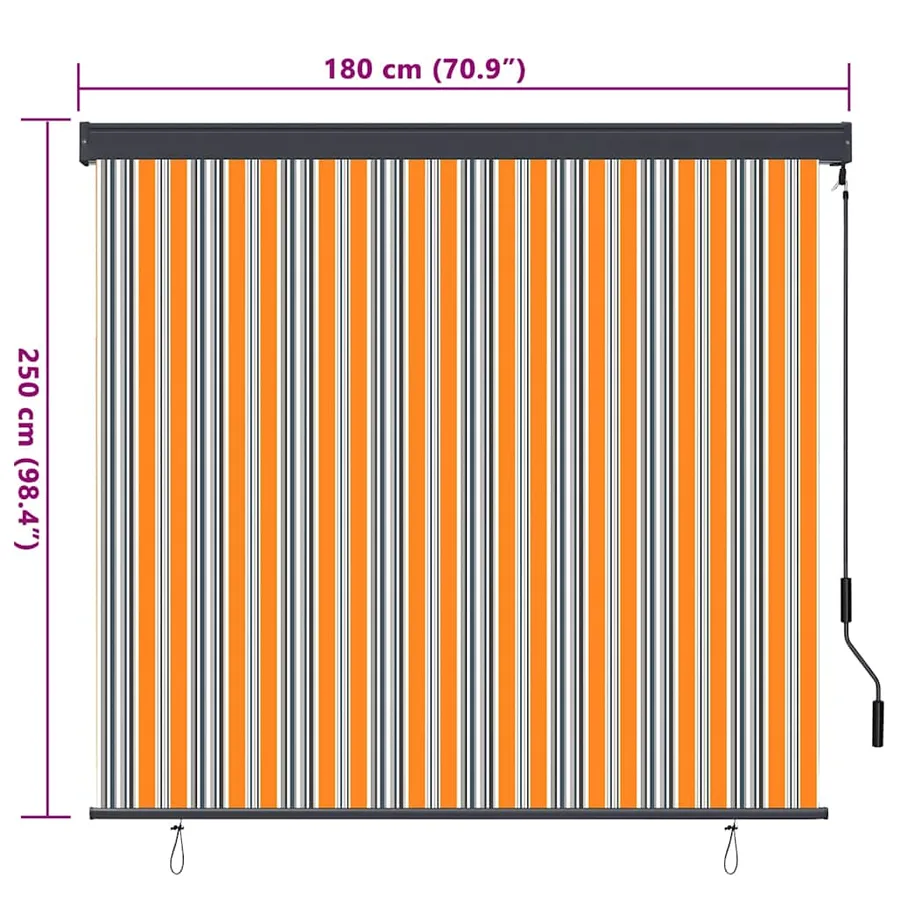 Store enrouleur Jaune et Bleu 180 x 250 cm Tissu et Aluminium - 8