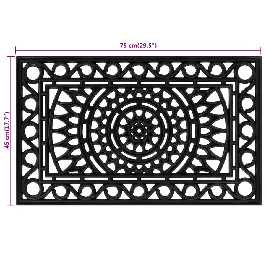 Paillasson rectangulaire 45x75 cm caoutchouc - 5