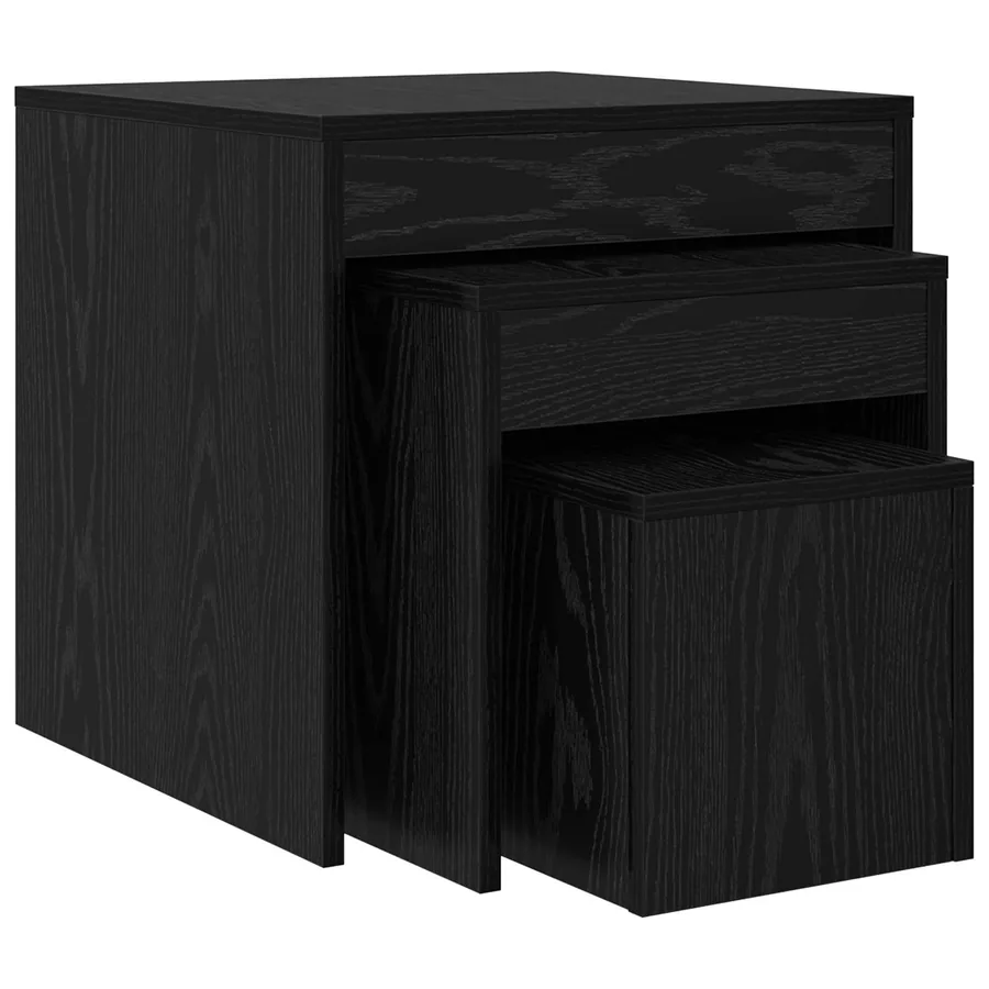 Table basse 3 pcs Chêne noir Bois d'ingénierie