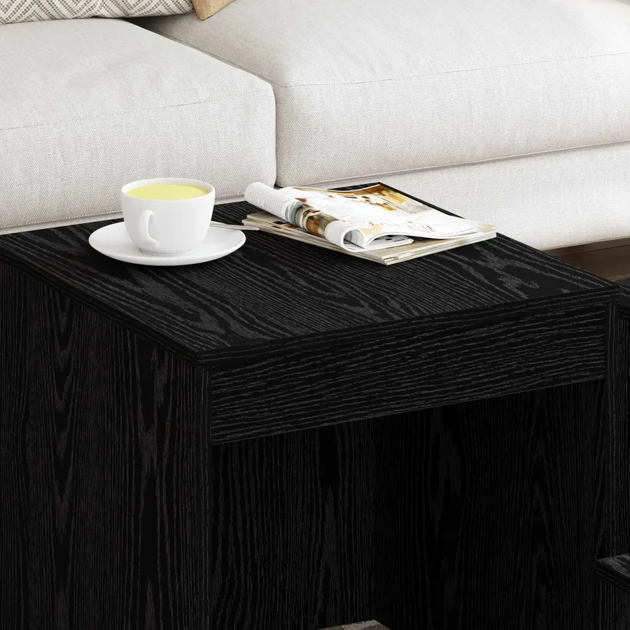Table basse 3 pcs Chêne noir Bois d'ingénierie - 3
