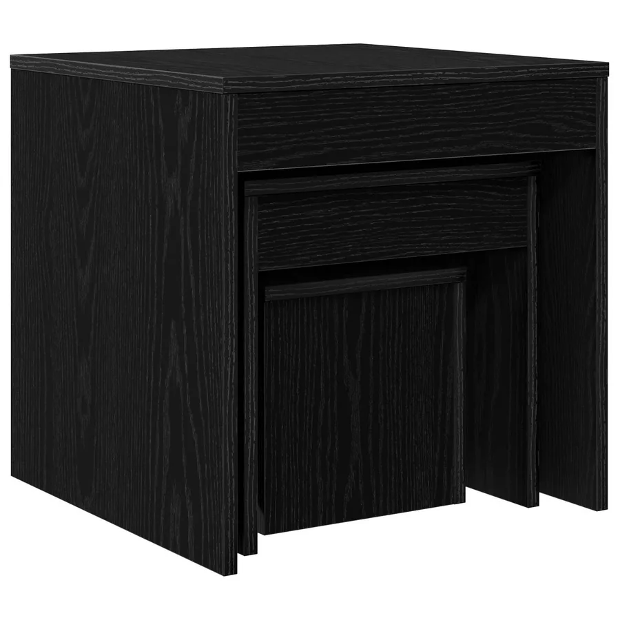Table basse 3 pcs Chêne noir Bois d'ingénierie - 4