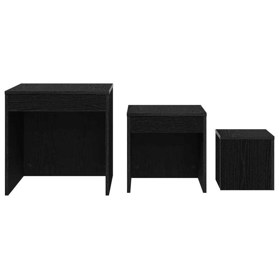 Table basse 3 pcs Chêne noir Bois d'ingénierie - 6