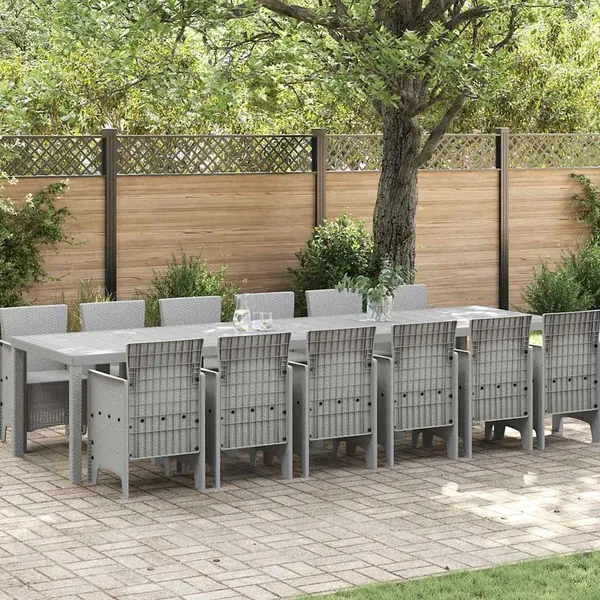 Ensemble de salle à manger pour jardin 13 pcs Gris clair