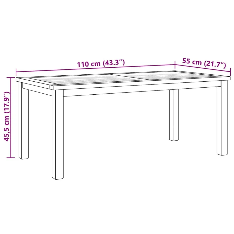 Table basse Marron 110 x 55 x 45 cm Bois de teck massif - 10