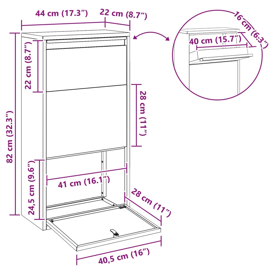 Boîte de dépôt de colis Anthracite 44 x 22 x 82 cm Acier - 13