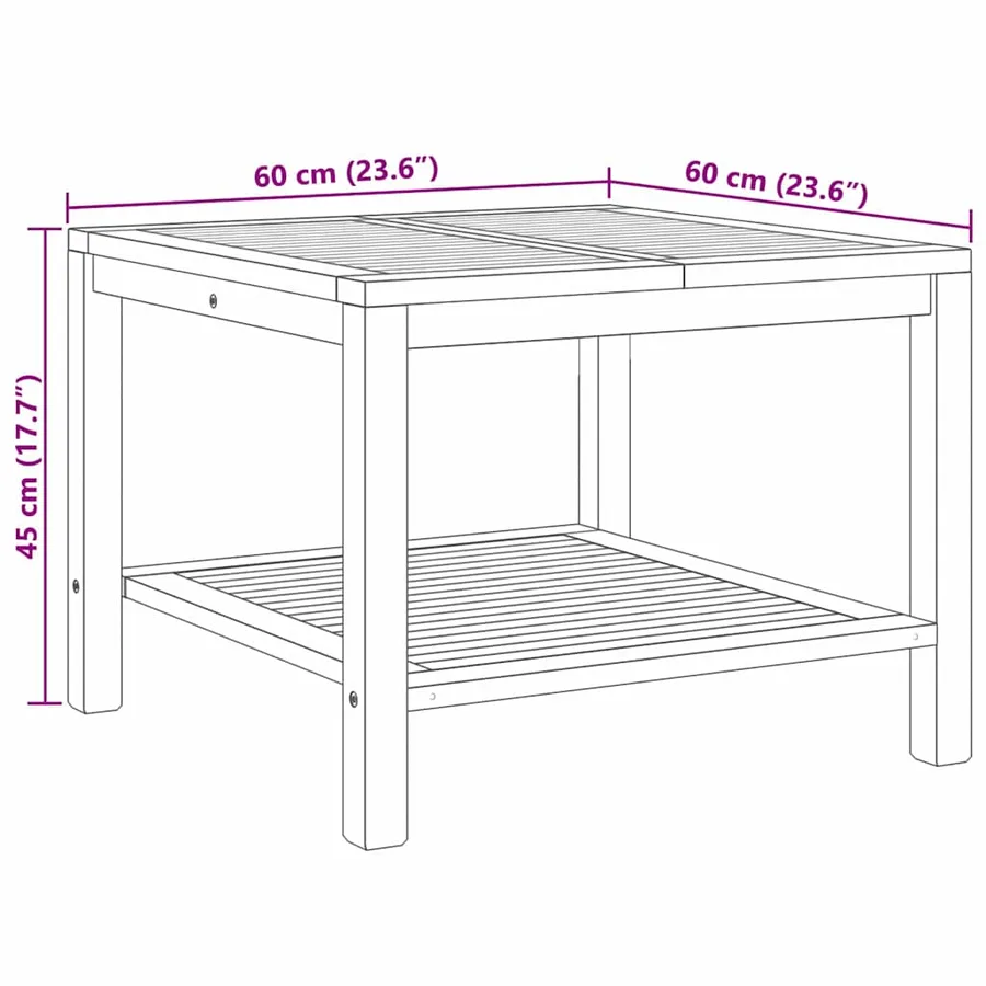 Table basse Marron 60 x 60 x 45 cm Bois de teck massif - 10